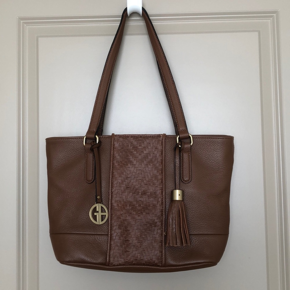 Giani Bernini Brown Pebbled Leather Shoulder Bag
